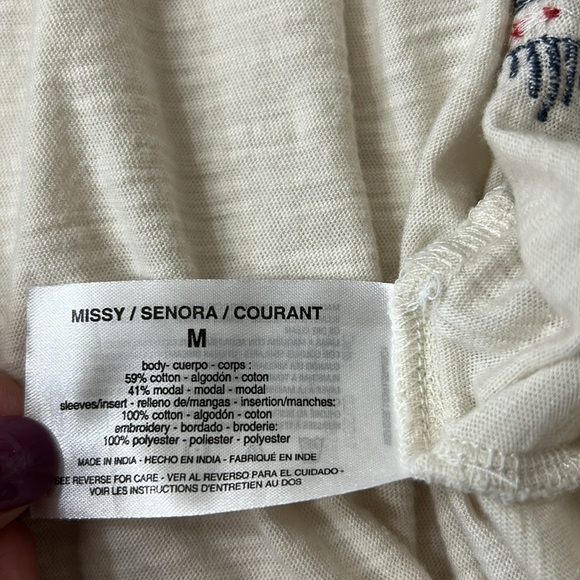 Vintage America Blues Off Shoulder Embroidered Top Size medium - Picture 5 of 7